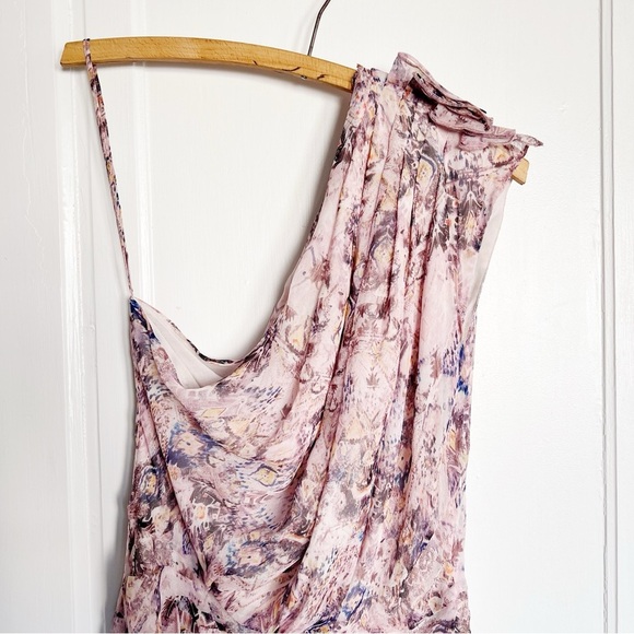 IRO • Freesia Dress silk chiffon one shoulder draped mini Lilas purple pink - Picture 4 of 14